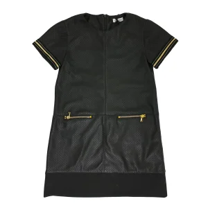 VESTITO IN ECOPELLE LEGGERA CON CERNIERE APPLICATE