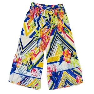 Pantalone bambina elegante plissettato con fantasia floreale
