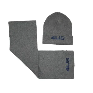 COMPLETO Grigio Paciotti sciarpa e cappello bambino con logo a contrasto