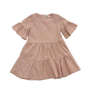 Vestito bambina cipria con volant su maniche