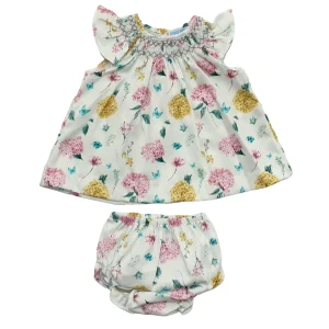 Vestito bambina con stampa mimose colorate