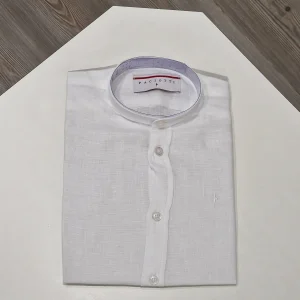 Camicia bambino in lino con collo coreana junior