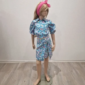 Completo bambina camicia fiori con gonna coordinata