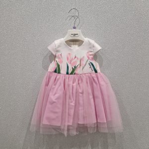 Vestito bambina fantasia floreale con gonna tulle