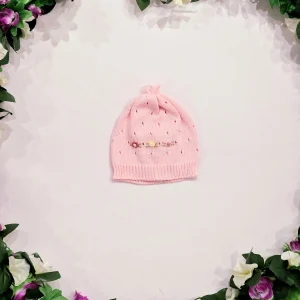Cappello neonata 100% cotone traforata con ricamo rose