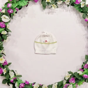 Cappello neonata 100% cotone con ricamo bruco