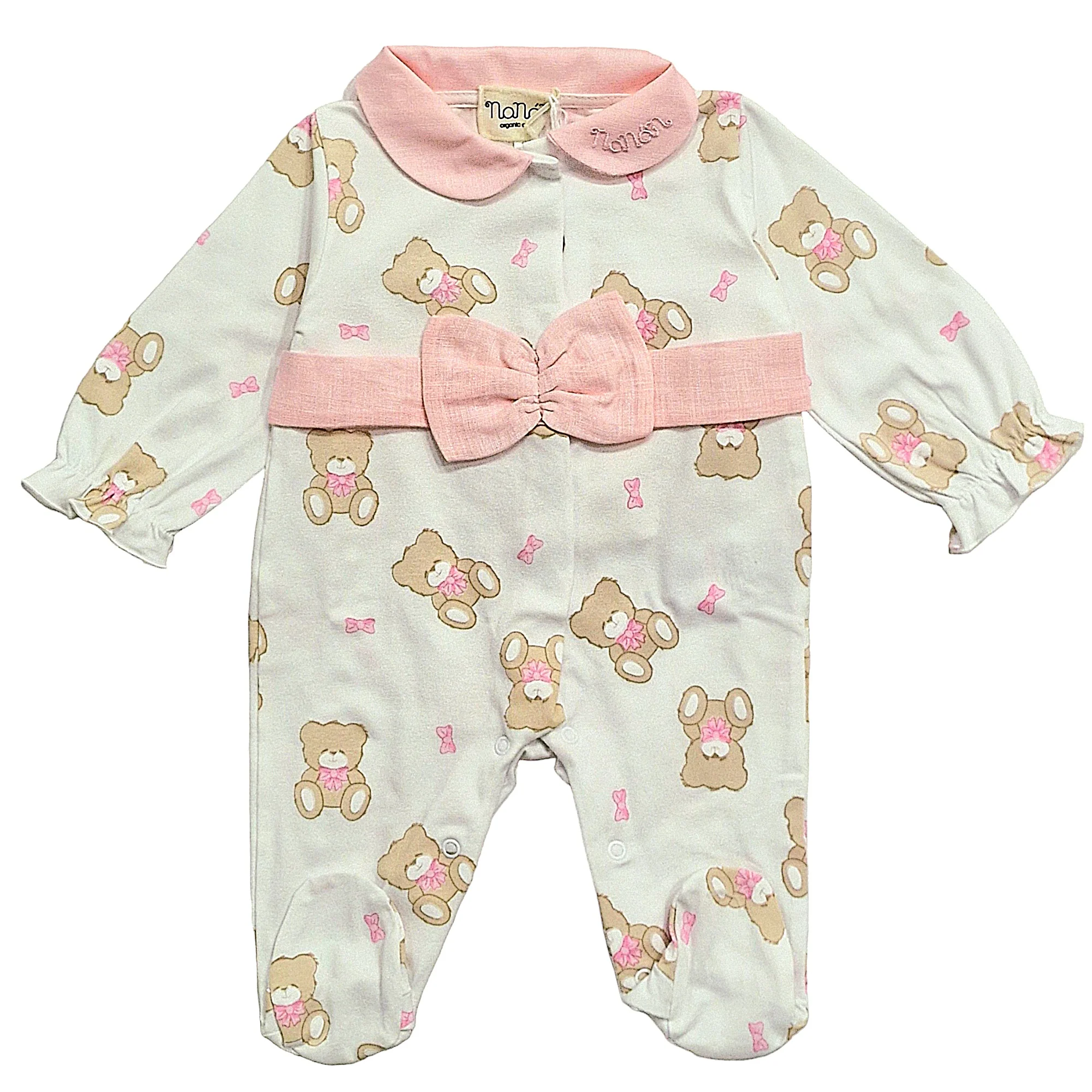 Tutina primaverile bambina con orsetti e fiocco rosa - immagine 2