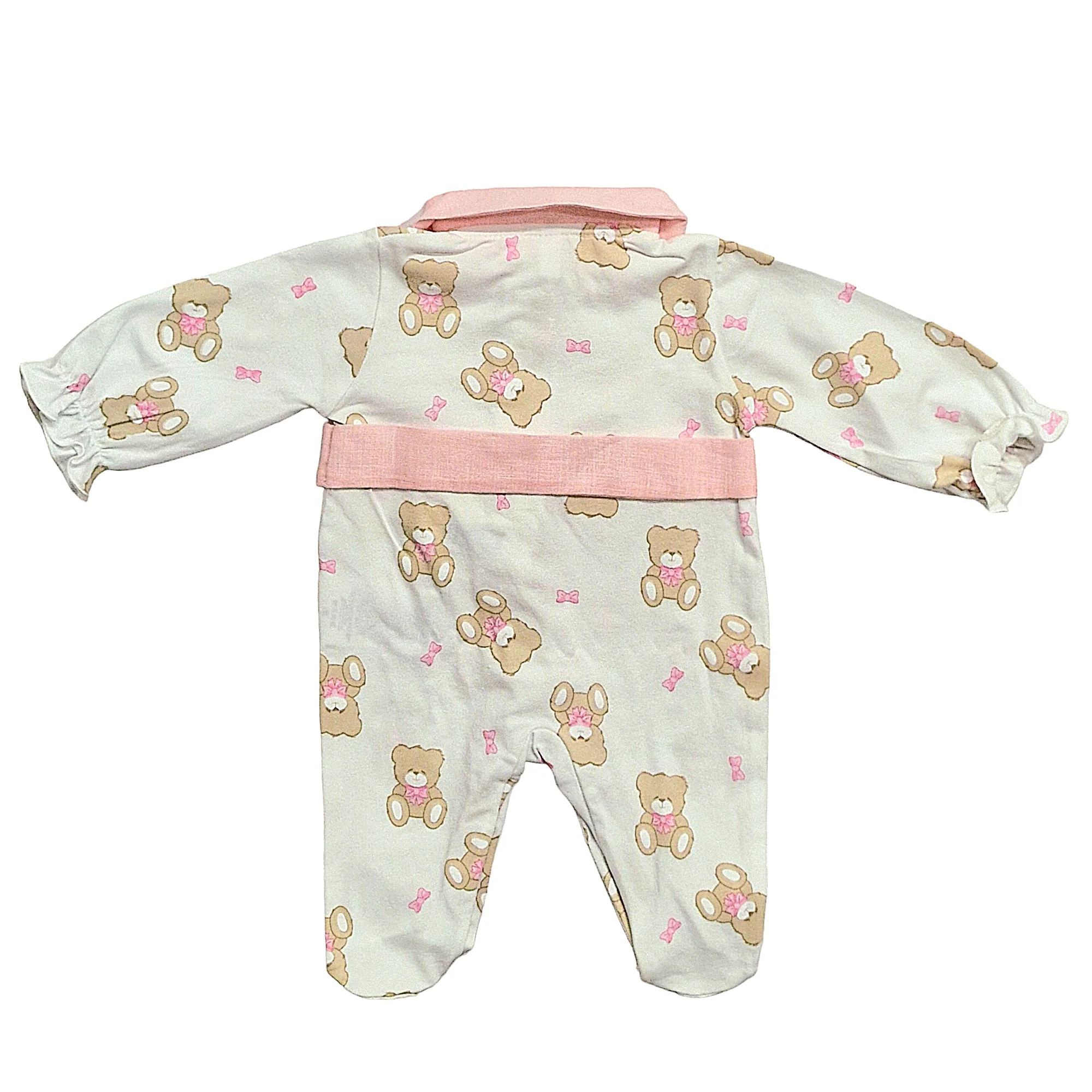 Tutina primaverile bambina con orsetti e fiocco rosa - immagine 3