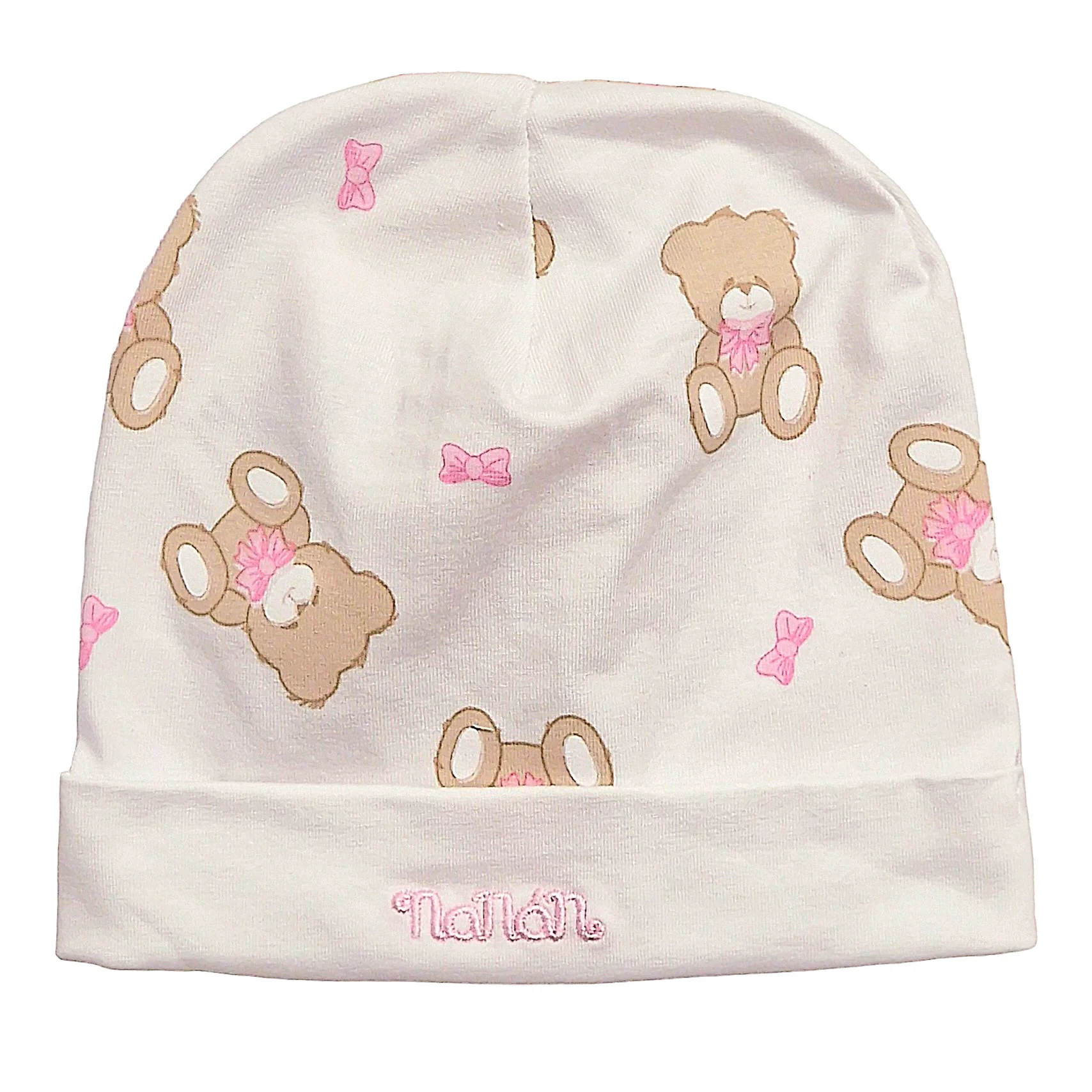 Cappellino cotone neonata con orsetti rosa - immagine 2