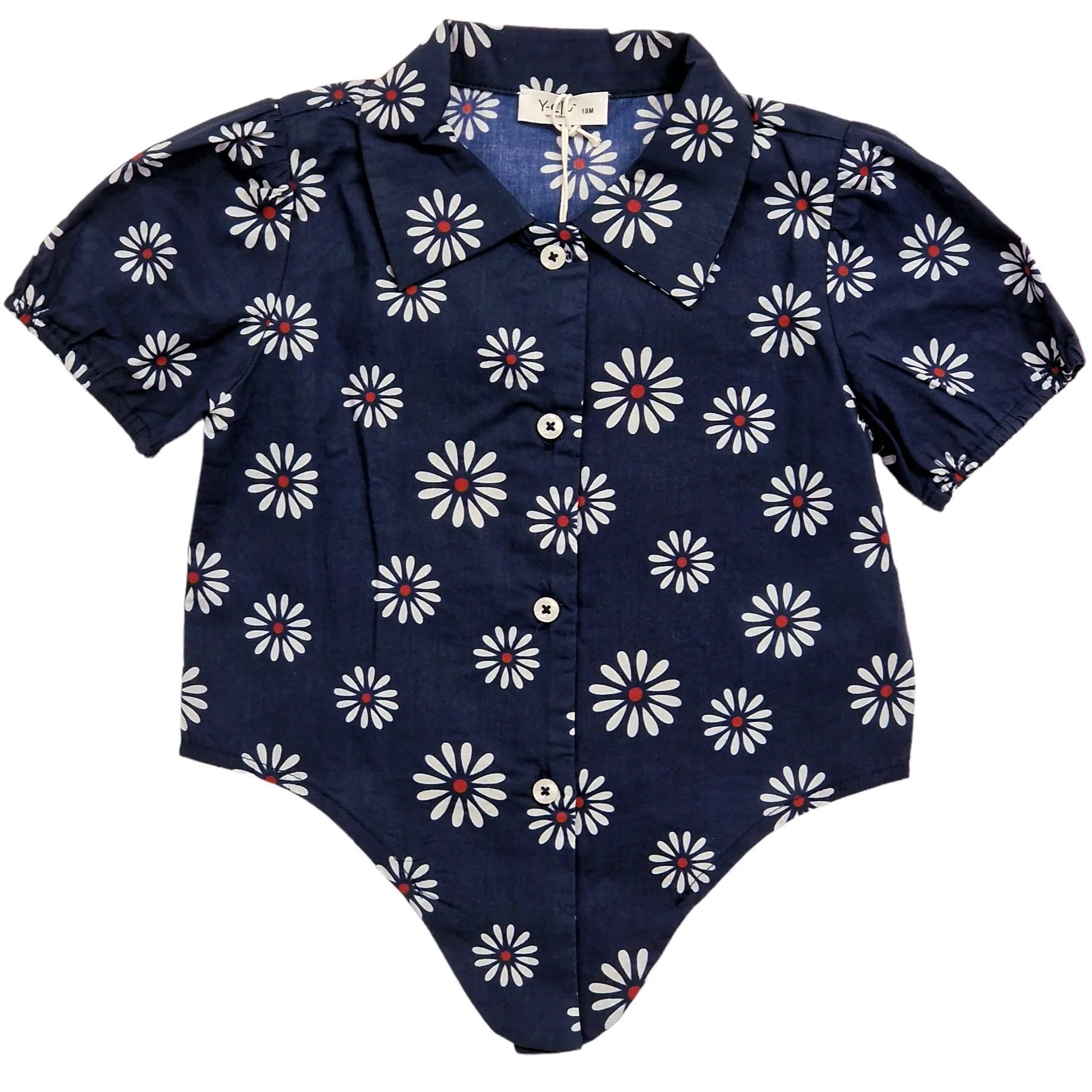 Camicia bambina in cotone fiori con nodo - immagine 2