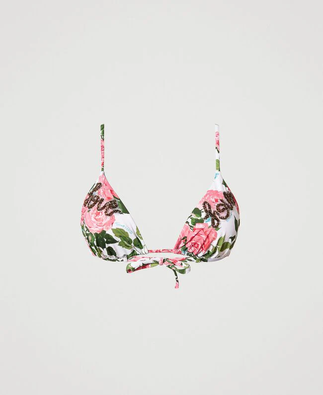 Bikini a triangolo con stampa e ricamo - immagine 5