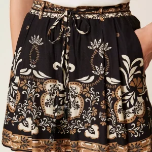 Shorts in misto lino stampato