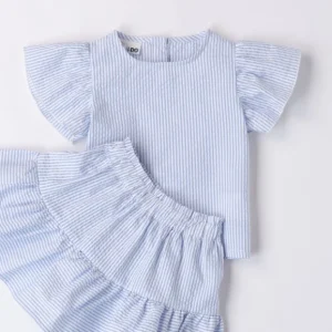 Completo bambina a righe in cotone