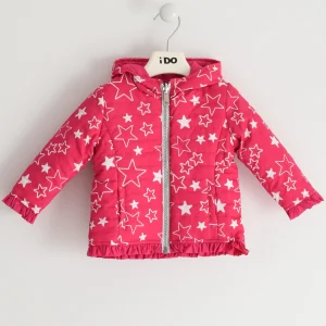 Giubbotto bambina 100 grammi leggero reversibile con stelle
