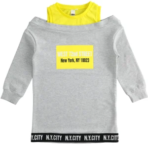 Maxi felpa bambina con stampa colorata sul davanti