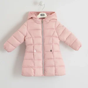 GIUBBOTTO SCUOLA BAMBINA CON CAPPUCCIO LUNGO ALTEZZA GINOCCHIO