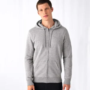 Felpa uomo full zip con cappuccio B&C BCWW36B-1