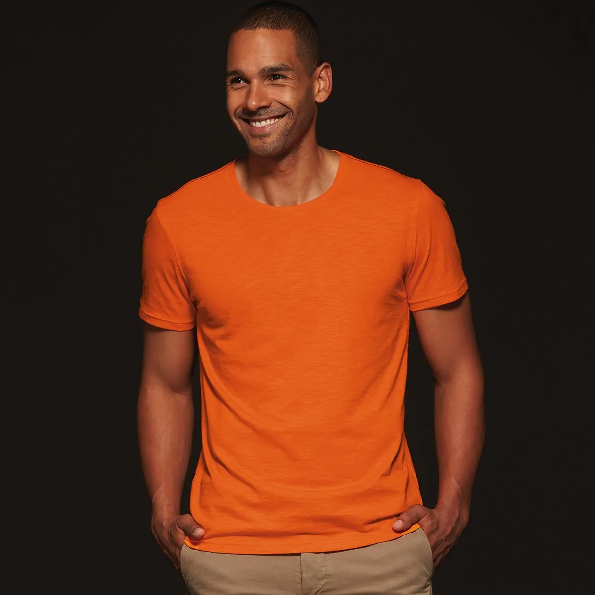 T-SHIRT JAMES&NICHOLSON UOMO IN JERSEY FIAMMATO 100%COTONE