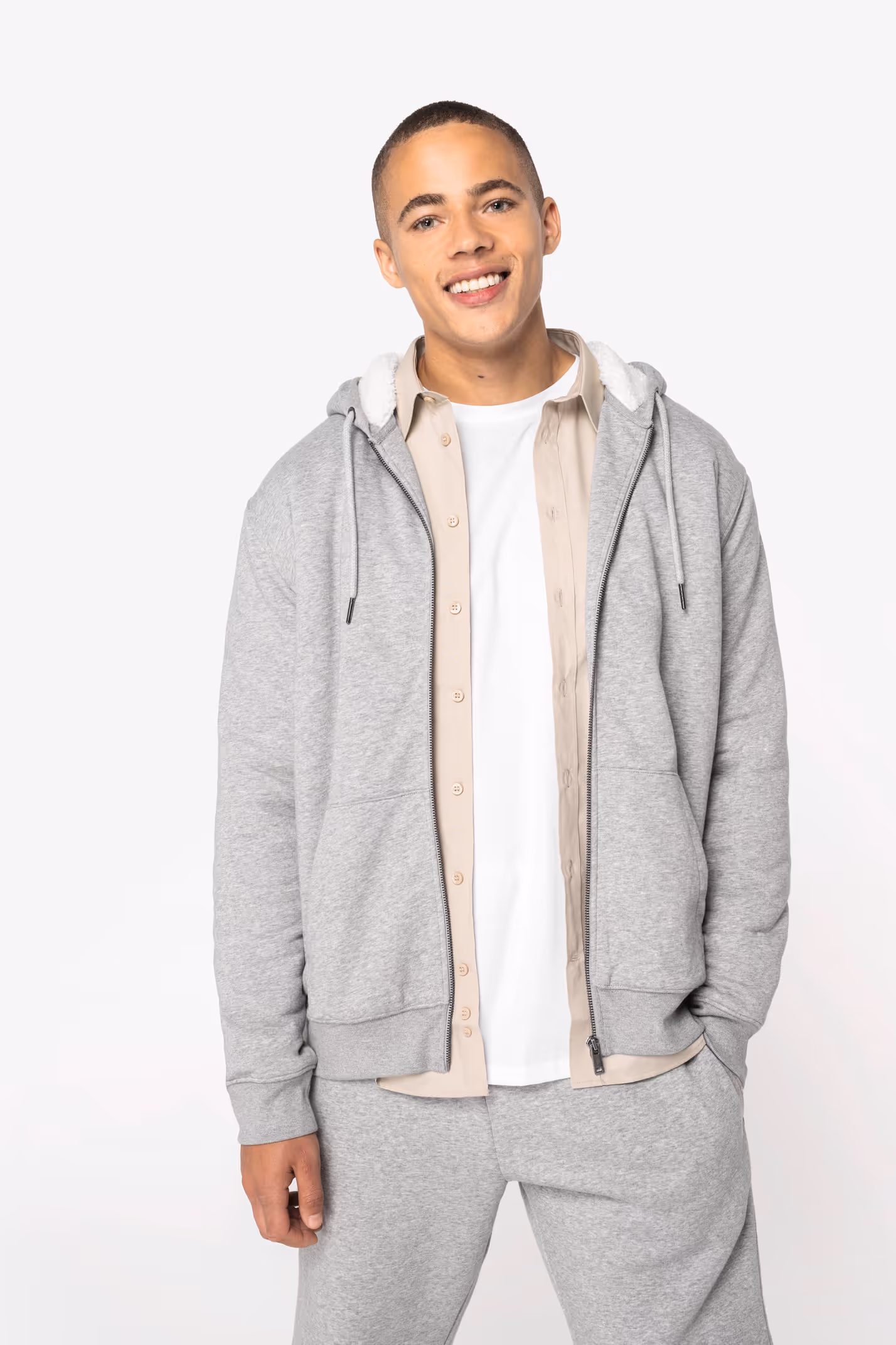 NS460 – Felpa unisex ecosostenibile con zip foderata in sherpa