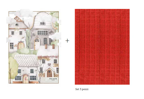 Tris di asciughini in spugna + asciughino in cotone/lino - immagine 3