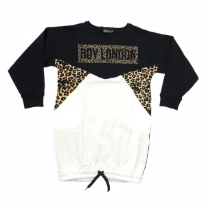 Vestito in felpa bambina con abbinamento maculato