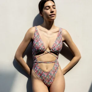 Trikini Per Donna Con Laccetti Stampa Fantasia Quadrettini