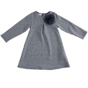 Vestito micro fantasia con fiore applicato