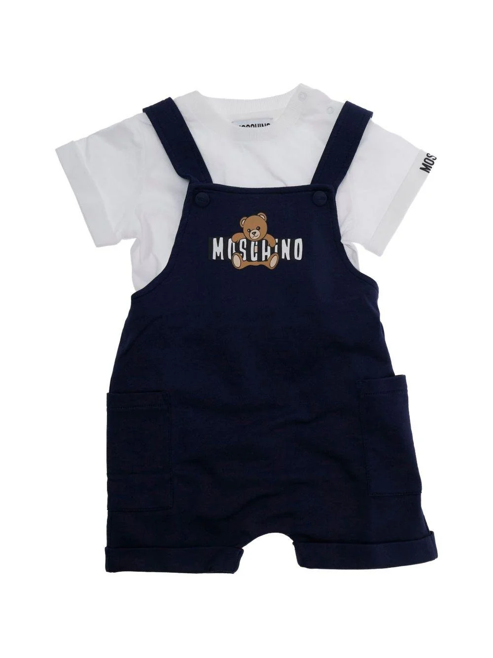 Set t-shirt per neonato Moschino Kids e salopette - immagine 2
