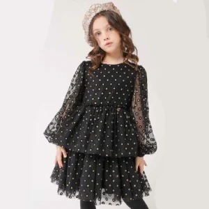 Vestito in tulle con pois dorati